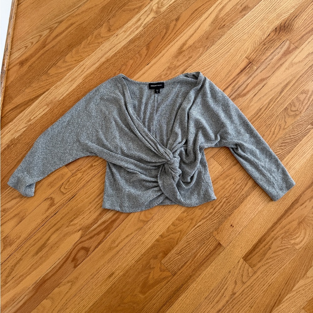 Fifteen Twenty twist front long sleeve gray top